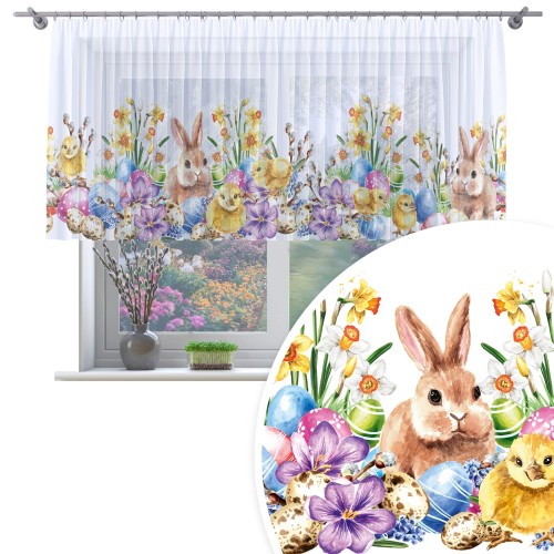 Firana na taśmie z nadrukiem 300x120 wzór świąteczny, Wielkanoc - 27363