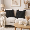 POSZEWKA DEKORACYJNA TŁOCZONA PASY NA PODUSZKĘ 45X45 PLUSZOWA GRAFITOWA  - 27472