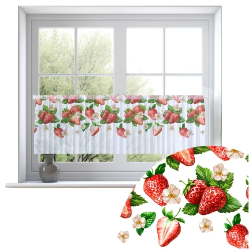 Firana zazdrostka 150x50  motyw truskawek - 29267