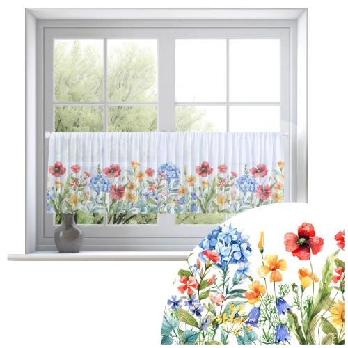 Firana zazdrostka 150x50 motyw kwiatowy - 29592