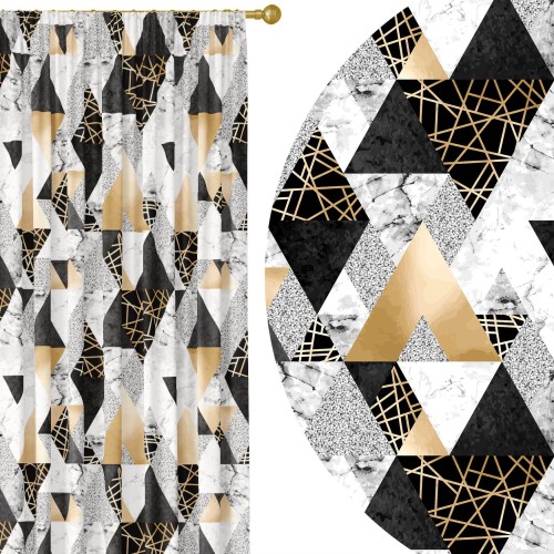 Zasłona półzaciemniająca z motywem geometrycznym 140x250  na taśmie - 2973