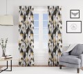 Zasłona półzaciemniająca z motywem geometrycznym 140x250  na taśmie - 2974