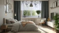 Firana gotowa motyw kwiatowy 300x120 taśma 0225 - 29938