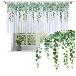 Firana gotowa motyw liści 300x120 taśma 0375