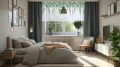 Firana gotowa motyw liści 300x120 taśma 0375 - 29942