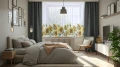 Firana gotowa woal słoneczniki 300x150 na żabki 0386 - 30144