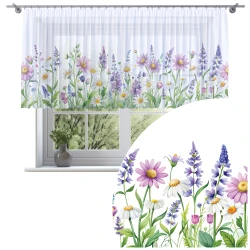 Firana na taśmie 300x120 motyw kwiatów 0380