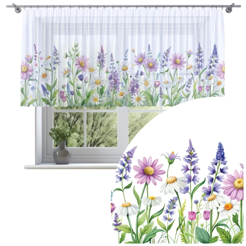 Firana na taśmie 300x120 motyw kwiatów 0380 - 30159