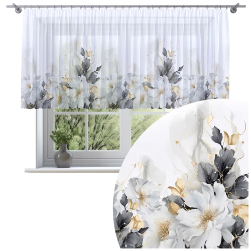 Firana na taśmie 300x120 motyw kwiatów 0225 - 30167