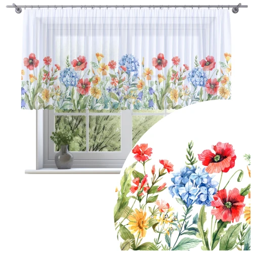 Firana na taśmie 300x120 motyw kwiatów 0379 - 30175