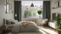 Firana na taśmie 300x120 motyw kwiatów 0379 - 30178