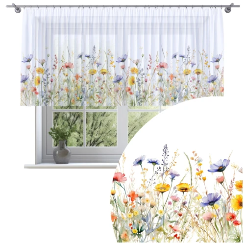 Firana na taśmie 300x120 motyw kwiatów 0381 - 30183