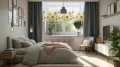 Firana na taśmie 300x120 motyw słoneczników 0377 - 30190