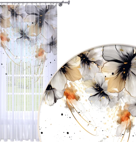 Firana na taśmie 140x240 w kwiaty 202 - 30514