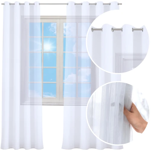 Firana gotowa biała woal 145x250 przelotki - 30543