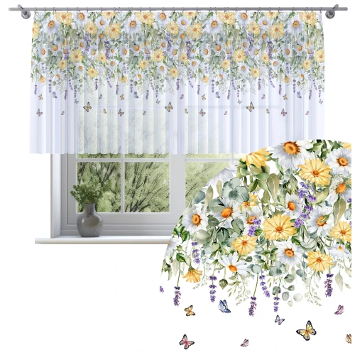 Firana na taśmie 400x120 cm wzór kwiaty 807 - 30602