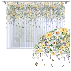 Firana na taśmie 400x160 cm wzór kwiaty 807