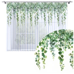 Firana na taśmie 400x160 cm wzór liście 375