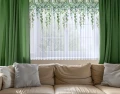 Firana na taśmie 400x160 cm wzór liście 375 - 30617