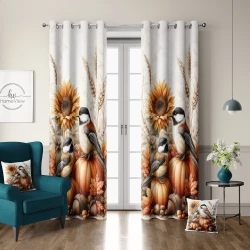 ZASŁONA GOTOWA JESIENNA NA PRZELOTKACH 140X250 CM KÓŁKA JESIEŃ 0459
