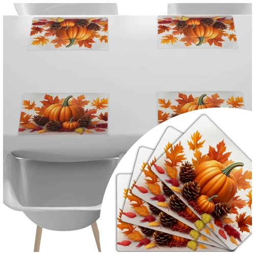 PODKŁADKA JESIENNA POD TALERZ ZESTAW 4 SZTUKI NA STÓŁ 45X30 CM JESIEŃ 0340 - 30683