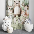  ZASŁONA GOTOWA DO POKOJU DZIECKA 140X250 CM NA TAŚMIE ZWIERZĘTA LAS 0409 - 31113
