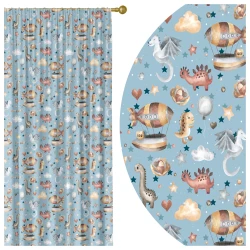  ZASŁONA GOTOWA DO POKOJU DZIECKA 140X250 CM NA TAŚMIE ŻABKI TUNEL DINO 0608