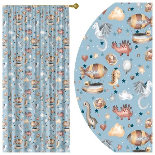  ZASŁONA GOTOWA DO POKOJU DZIECKA 140X250 CM NA TAŚMIE ŻABKI TUNEL DINO 0608 - 31127
