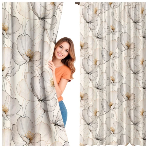  ZASŁONA GOTOWA BEŻOWA NA TAŚMIE 140X250 CM DO SALONU SYPIALNI ZASŁONY 614 - 31242