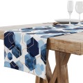 Bieżnik biało niebieski motyw geometryczny 40x140 - 3311