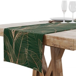 Bieżnik zielony z motywem liści 40x140