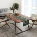 Bieżnik zielony w szare tropikalne liście 40x180 - 3514
