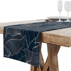 Bieżnik granatowy w  tropikalne liście 40x180