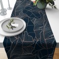Bieżnik granatowy w  tropikalne liście 40x180 - 3533