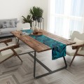 Bieżnik w  tropikalne turkusowe liście 40x180 - 3574