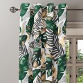 Zasłona półzaciemniająca z motywem liści monstera 140x250 przelotki  - 3892