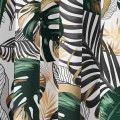 Zasłona półzaciemniająca z motywem liści monstera 140x250 przelotki  - 3895