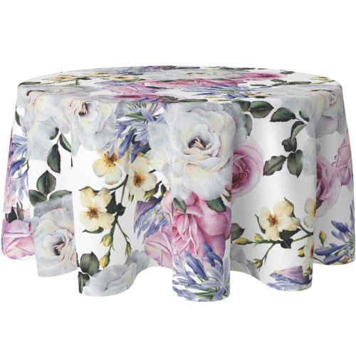 Obrus okrągły 140 z motywem pastelowych kwiatów - 4240