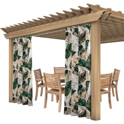 Zasłony ogrodowe w liście monstera  do altany tarasu ogrodu 155x220  przelotki