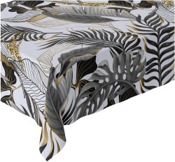 Obrus plamoodporny w tropikalne szare liście 140x200       