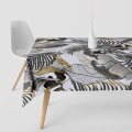 Obrus plamoodporny w tropikalne szare liście 140x220        - 4814