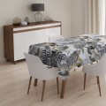 Obrus plamoodporny w tropikalne szare liście 140x220        - 4815