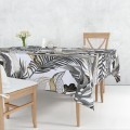 Obrus plamoodporny w tropikalne szare liście 140x220        - 4817