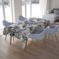 Obrus plamoodporny w tropikalne szare liście 140x220        - 4819