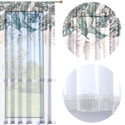 Firana gotowa woal liście monstery 140x250 na żabki 