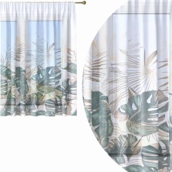 Firana gotowa woal  liście monstera 300x150 na żabki  
