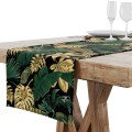 Bieżnik czarny w zielone tropikalne liście 40x120 - 6808