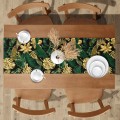 Bieżnik czarny w zielone tropikalne liście 40x120 - 6809