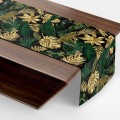 Bieżnik czarny w zielone tropikalne liście 40x120 - 6812