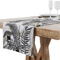 Bieżnik w szare liście tropikalne 40x120 - 6880
